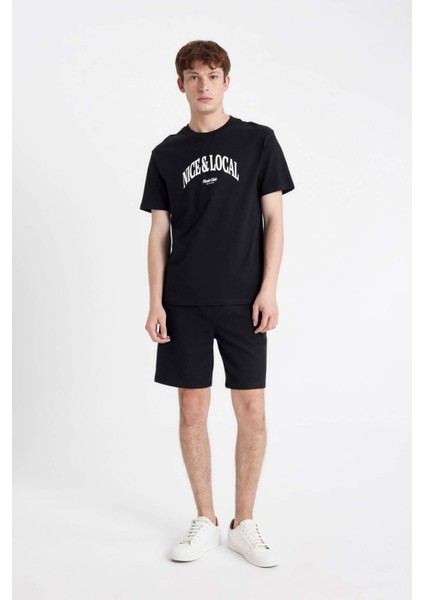 Regular Fit Bisiklet Yaka Baskılı Kısa Kollu Tişört D4765AX24SM