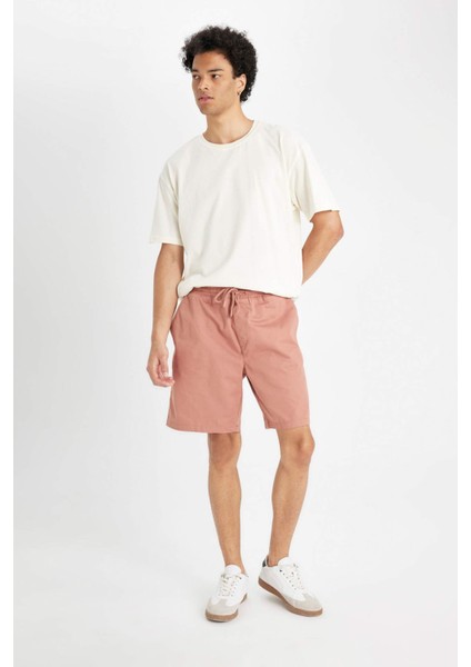 Relax Fit Gabardin Bermuda Şort D4697AX24HS