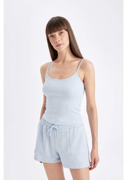 Regular Fit Yuvarlak Yaka Fitilli Kaşkorse Basic Düz Atlet D3326AX24SM