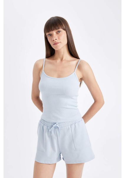 Regular Fit Yuvarlak Yaka Fitilli Kaşkorse Basic Düz Atlet D3326AX24SM