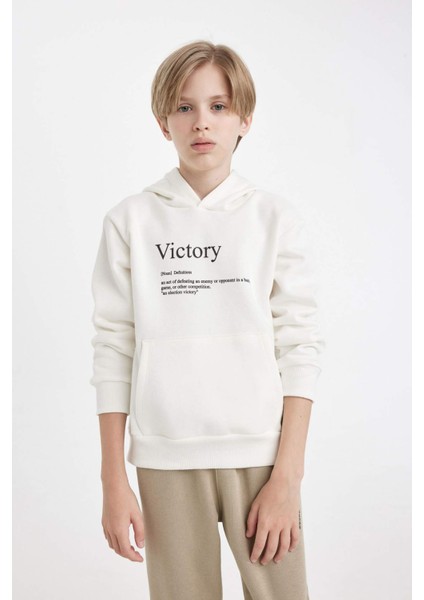 Erkek Çocuk Baskılı Kapüşonlu Sweatshirt D3092A824AU