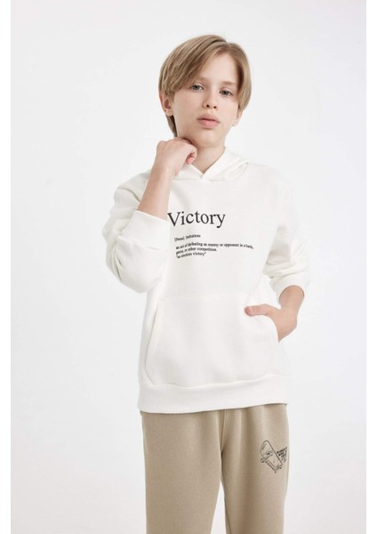 Erkek Çocuk Baskılı Kapüşonlu Sweatshirt D3092A824AU