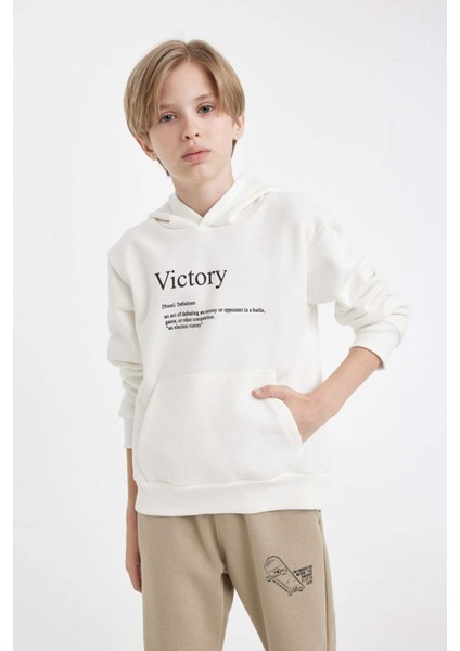 Erkek Çocuk Baskılı Kapüşonlu Sweatshirt D3092A824AU