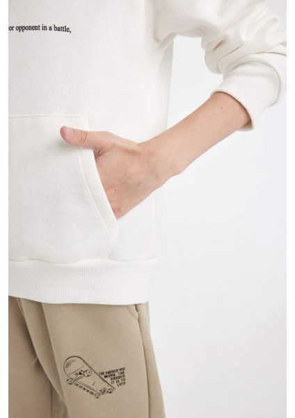 Erkek Çocuk Baskılı Kapüşonlu Sweatshirt D3092A824AU