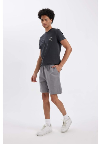 Relax Fit Gabardin Bermuda Şort D4697AX24HS