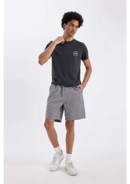 Relax Fit Gabardin Bermuda Şort D4697AX24HS