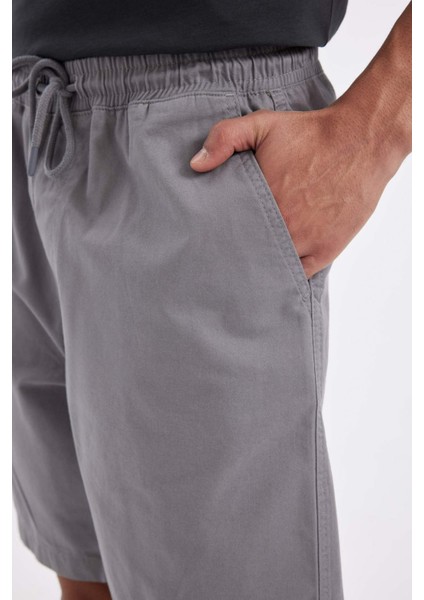 Relax Fit Gabardin Bermuda Şort D4697AX24HS
