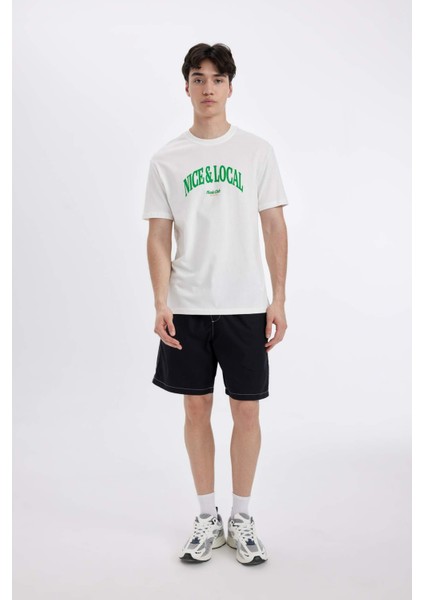 Regular Fit Bisiklet Yaka Baskılı Kısa Kollu Tişört D4765AX24SM