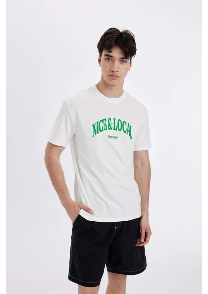 Regular Fit Bisiklet Yaka Baskılı Kısa Kollu Tişört D4765AX24SM