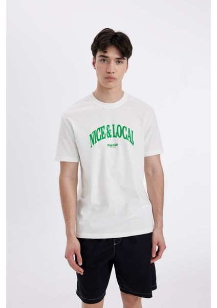 Regular Fit Bisiklet Yaka Baskılı Kısa Kollu Tişört D4765AX24SM