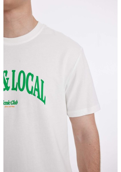 Regular Fit Bisiklet Yaka Baskılı Kısa Kollu Tişört D4765AX24SM