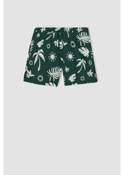 Regular Fit Desenli File Astarlı Kısa Boy Deniz Şortu D4517AX24HS