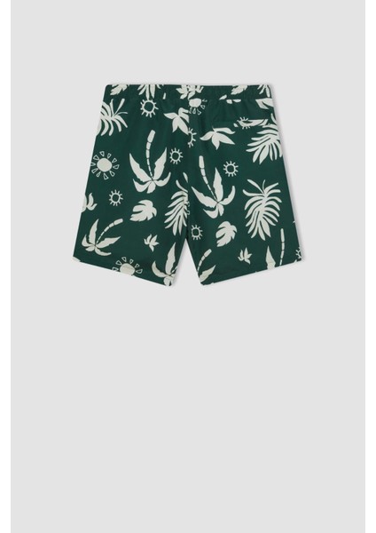 Regular Fit Desenli File Astarlı Kısa Boy Deniz Şortu D4517AX24HS