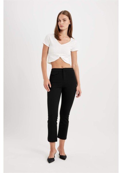 Flare Fit Süs Cepli Yüksek Bel Pantolon D4787AX24HS