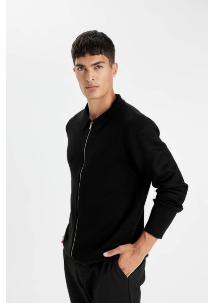 Standart Fit Normal Kesim Polo Yaka Triko Hırka D3592AX24WN