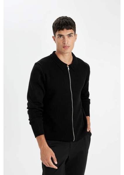 Standart Fit Normal Kesim Polo Yaka Triko Hırka D3592AX24WN