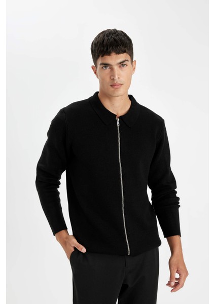 Standart Fit Normal Kesim Polo Yaka Triko Hırka D3592AX24WN