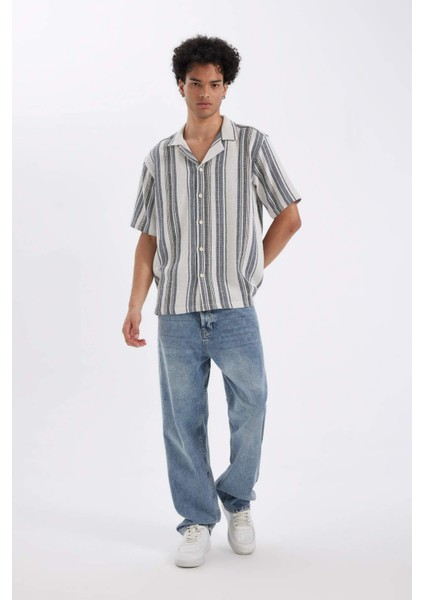 Regular Fit Yazlık Apaş Yaka Kısa Kollu Gömlek D4723AX24HS