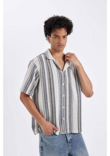 Regular Fit Yazlık Apaş Yaka Kısa Kollu Gömlek D4723AX24HS