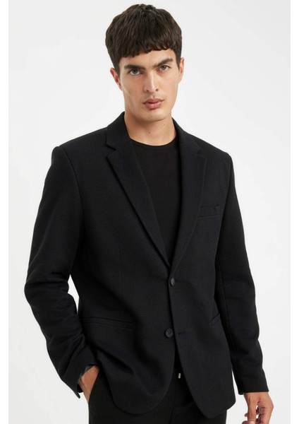 Slim Fit Dar Kesim Astarlı Düğmeli Blazer Ceket N0503AZ24AU