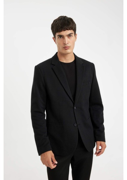 Slim Fit Dar Kesim Astarlı Düğmeli Blazer Ceket N0503AZ24AU