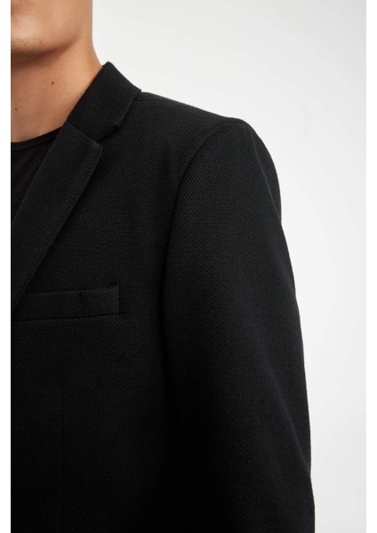 Slim Fit Dar Kesim Astarlı Düğmeli Blazer Ceket N0503AZ24AU