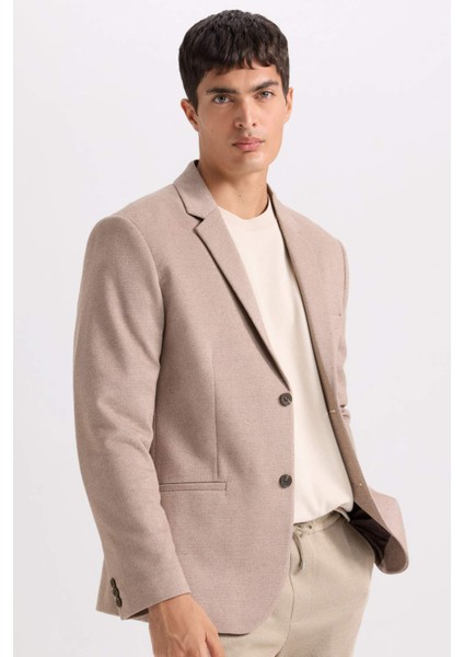 Slim Fit Dar Kesim Astarlı Düğmeli Blazer Ceket N0503AZ24AU