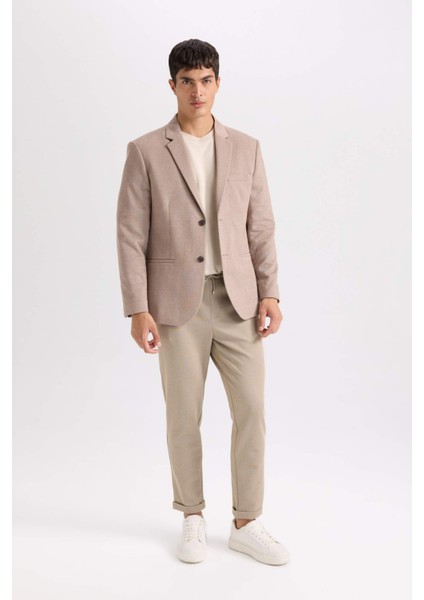 Slim Fit Dar Kesim Astarlı Düğmeli Blazer Ceket N0503AZ24AU