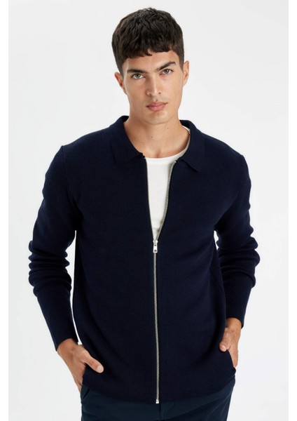 Standart Fit Normal Kesim Polo Yaka Triko Hırka D3592AX24WN