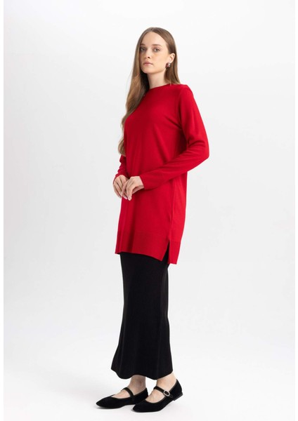 Regular Fit Beli Lastikli Basic Düz Siyah Triko Maxi Etek D2526AX24WN