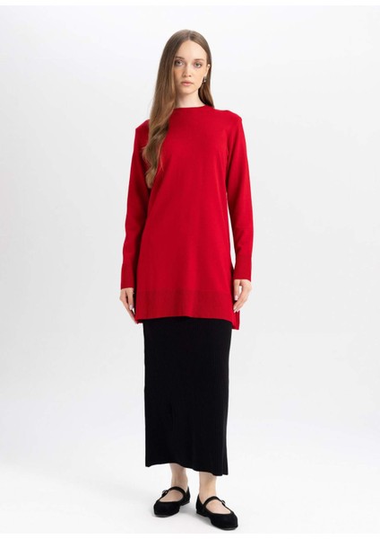 Regular Fit Beli Lastikli Basic Düz Siyah Triko Maxi Etek D2526AX24WN