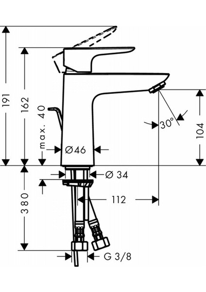 Lavabo Armatürü Talis E, Musluk Banyo Musluğu, Yükseklik 110 Mm, Çekme Çubuklu, Banyo Arma modelleri