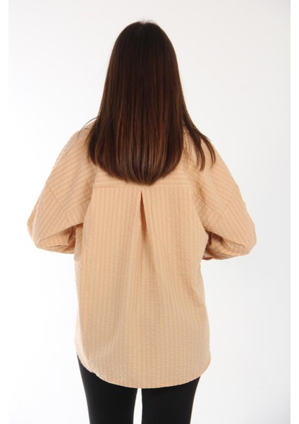 5496 Kendinden Büzgülü Çizgili Gömlek