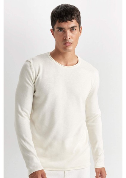 Relax Fit Bisiklet Yaka Basic Düz Triko Kazak D3278AX24WN