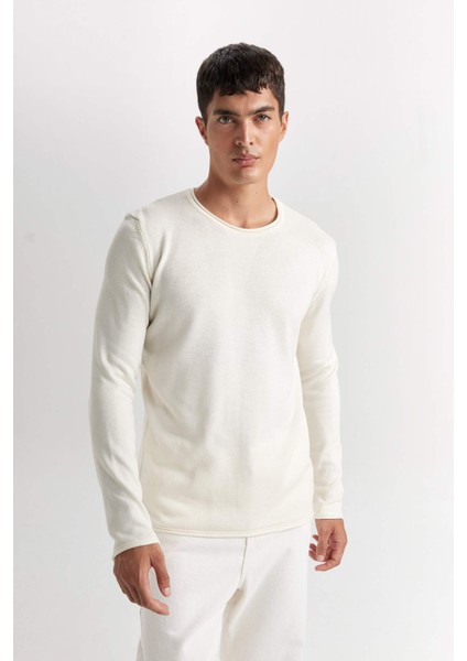 Relax Fit Bisiklet Yaka Basic Düz Triko Kazak D3278AX24WN