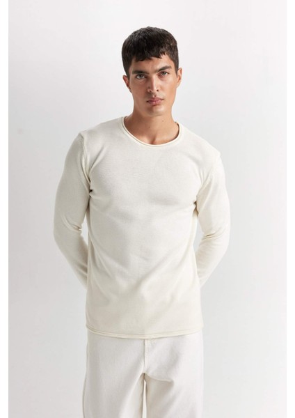 Relax Fit Bisiklet Yaka Basic Düz Triko Kazak D3278AX24WN