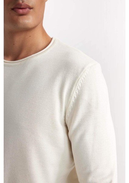 Relax Fit Bisiklet Yaka Basic Düz Triko Kazak D3278AX24WN