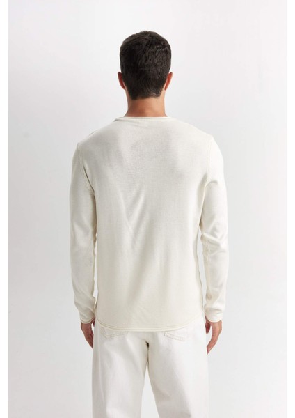 Relax Fit Bisiklet Yaka Basic Düz Triko Kazak D3278AX24WN