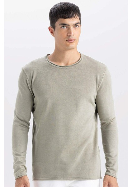 Relax Fit Bisiklet Yaka Basic Düz Triko Kazak D3278AX24WN