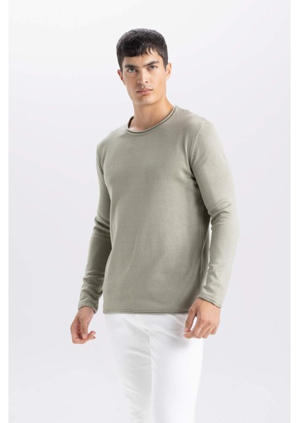 Relax Fit Bisiklet Yaka Basic Düz Triko Kazak D3278AX24WN