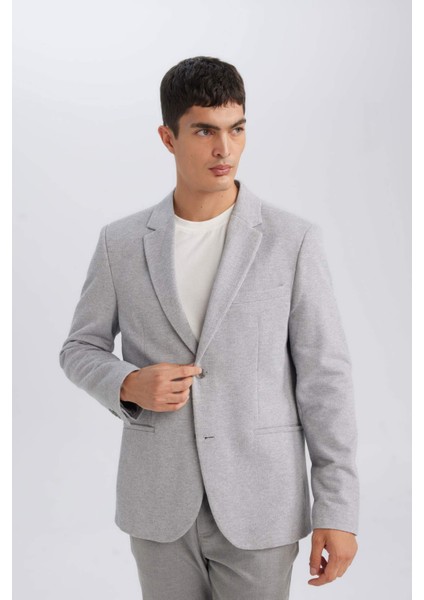 Slim Fit Dar Kesim Astarlı Düğmeli Blazer Ceket N0503AZ24AU