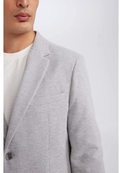 Slim Fit Dar Kesim Astarlı Düğmeli Blazer Ceket N0503AZ24AU