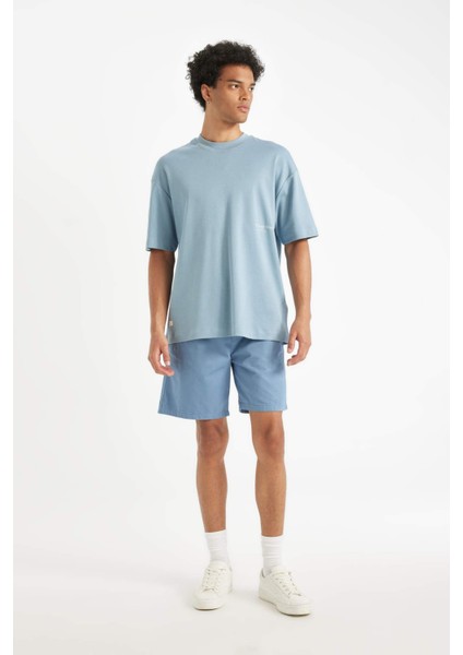 Relax Fit Gabardin Bermuda Şort D4697AX24HS