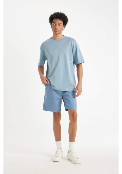 Relax Fit Gabardin Bermuda Şort D4697AX24HS