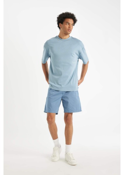 Relax Fit Gabardin Bermuda Şort D4697AX24HS