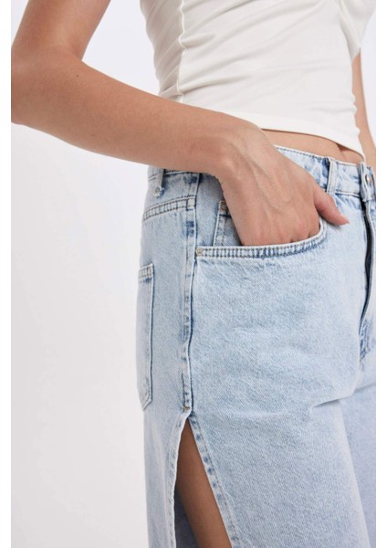 Yüksek Bel Jean Bermuda Şort