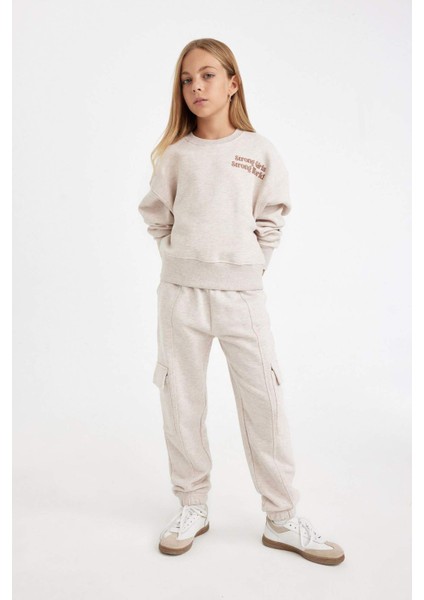 Kız Çocuk Kargo Cepli Beli Paçası Lastikli Jogger Eşofman Altı