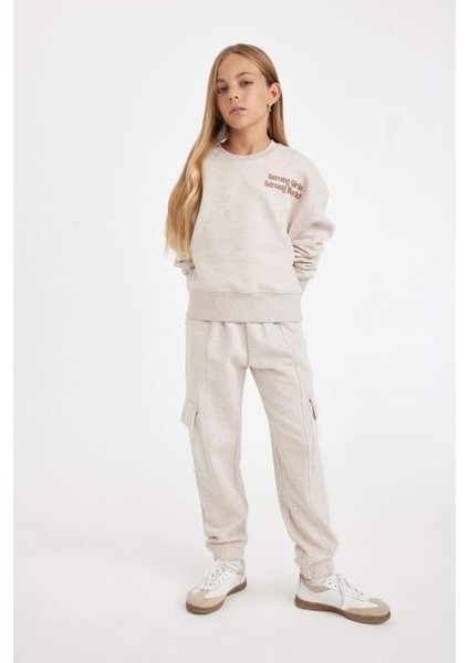 Kız Çocuk Kargo Cepli Beli Paçası Lastikli Jogger Eşofman Altı