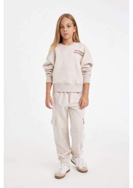 Kız Çocuk Kargo Cepli Beli Paçası Lastikli Jogger Eşofman Altı