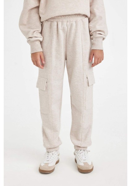 Kız Çocuk Kargo Cepli Beli Paçası Lastikli Jogger Eşofman Altı